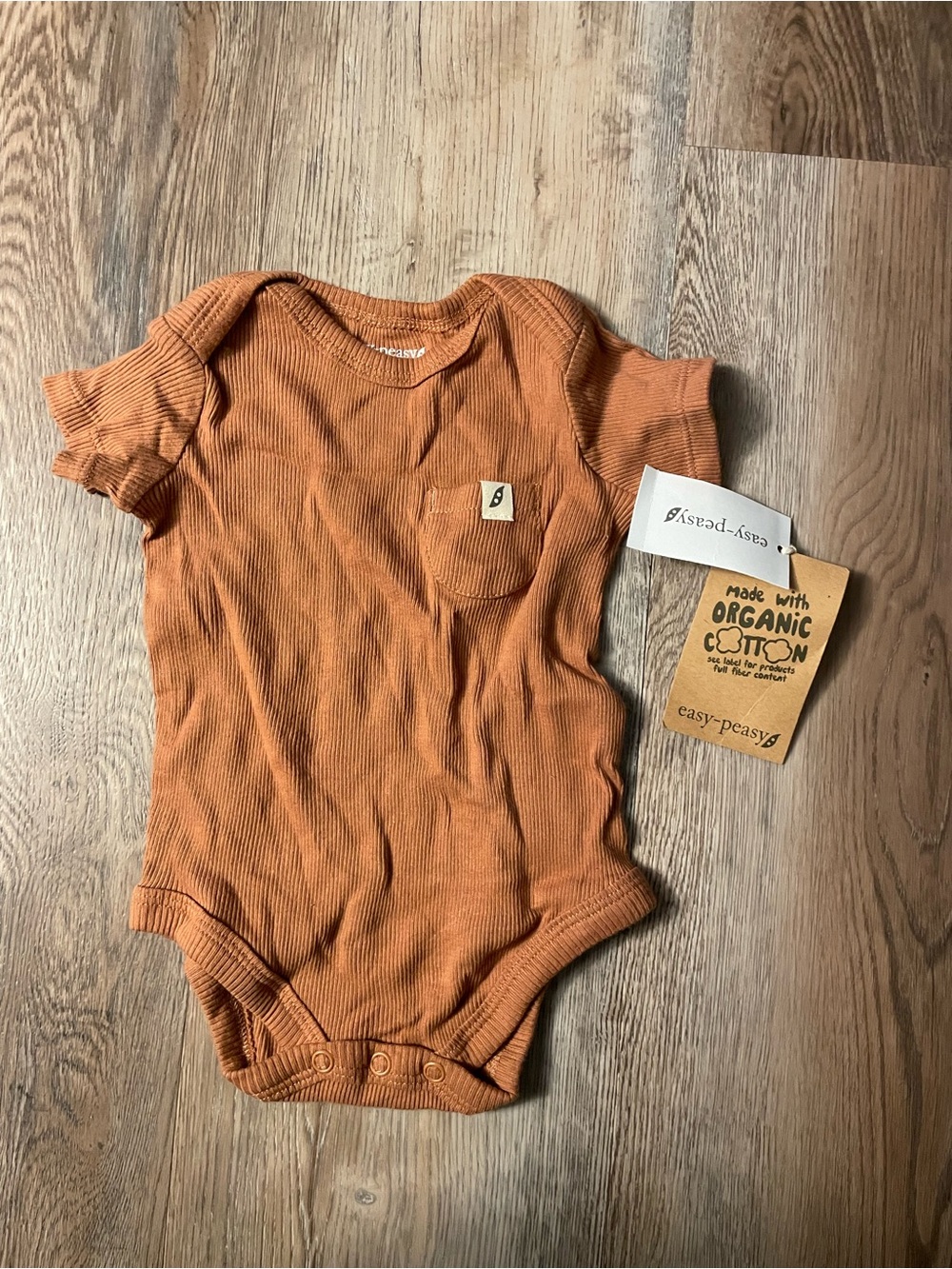 Easy Peasy Rust Orange Organic Ribbed Baby One-Piece